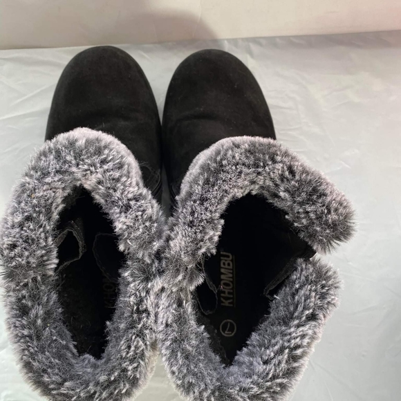 Khombu Jessica Womens Boots Winter Faux Fur Leather Ankle Booties Black Size 7M - Picture 9 of 12